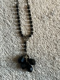 Lovely Smallish Black Necklace With Glass Beads