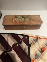 Antique Handpainted Texoloid Jewelry, Dresser Box.