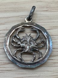 Nautical Crab Pendant Stamped 9254.1 G Sterling Silver.