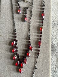 Wow!! SA Avon Necklace Set W Red Stones