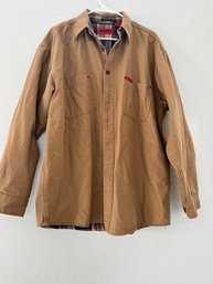 Wolverine Flannel-Lined Shirt Mens Large Khaki Canvas Outdoor Jakcet