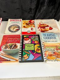 Six Assorted Poudre Valley NICU &kansas Vtg Ethnic And State Cookbooks