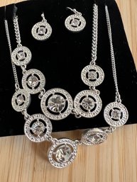 3 Piece Marcasite Medallion Necklace Set