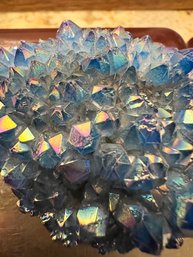 81g Dark Blue Aura Quartz Crystal Titanium Silicon Cluster Rainbows