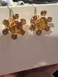 Wow!!! Vintage Signed Coro Screwback Earrings Amber Colored