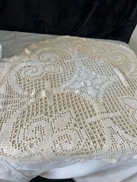 Vintage 36 Inch Hand, Knit Tablecloth