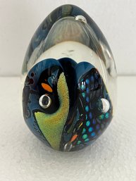 Rollin Karg Signed Handblown Dichroic Art Glass Paperweight