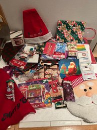 Lots Of Assorted Christmas Bags, Boxes, Gift Tags, Stickers, Wrapping Paper, Some Vintage.