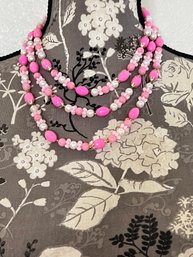 Vintage Multi Strand Pink Necklace