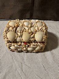 Vintage Velvet Lined Resin Shell Box 6x4x5