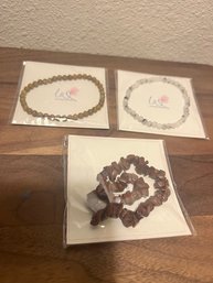 Three Brand New Bracelets Brown And White Tones   Great Gifts