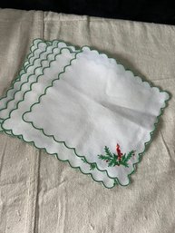 Set Of Four Vintage Holiday Dinner Cocktail Napkins