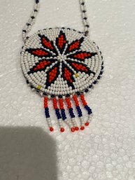 Beaded Medallion Native American Necklace