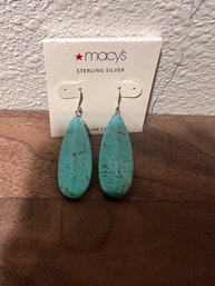 Sterling Silver Howlite Turquoise Earrings New