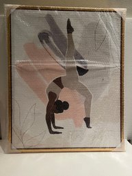 New 26x32 Strength Canvas Yoga Art Floating Gold Frame