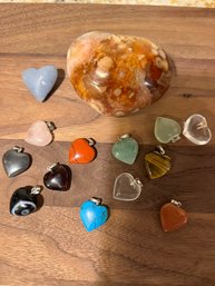 245g Gemstone Heart And 14 Pendants For Necklaces