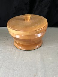 8 Inch Handmade Wooden Bowl With Lid, Signed