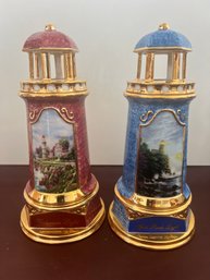 Thomas Kinkade Victorian Lighthouse Lamps 2004  EXCELLENT