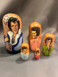 Elvis 5 Piece Vintage Nesting Dolls  Matryoshka 7' Made In Russia