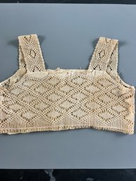 Antique Crochet Mini Boudoir Top With Back Snaps