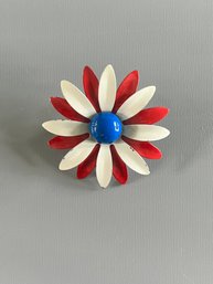 Vtg Enamel Flower Brooch