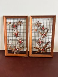 Vintage Farmhouse Decor Copper Butterfly Panels