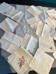 Assortment Of Hankies And Linen Doilies