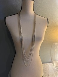 Multi Strand Silver Toned Necklace