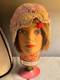 Vintage Beauty Head With Lace Hat