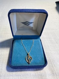 Vintage Trubrite Necklace 14k Gold 1.1g  Heart With Diamond