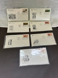 Set Of Seven Vintage American Inventors First Day Covers Stamps