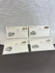 Four Vintage Streetcar Series Stamps First Day Covers