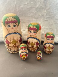7' Tall 5 Pc Signed Russian Nesting Dolls Matryoshka