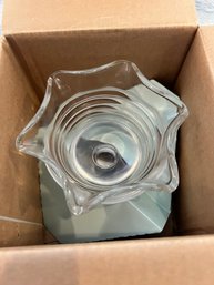 PartyLite Sundae Pillar Clear Candle Holder P7626  With Box 5 Tall 5.5 Across