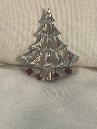 VINTAGE CHRISTMAS TREE PIN BROOCH MYLU HUGE SIGNED MID CENTURY MODERN