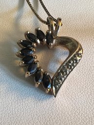 Heart With Stones And Necklace With Stanped 925 Italy