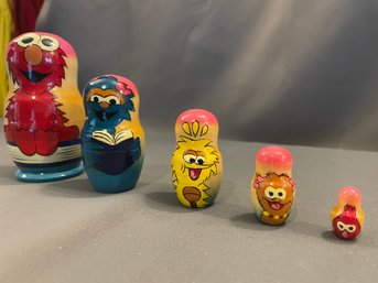Vtg Hand Painted 4' Sesame Street Nesting Dolls Russia Matryoshka