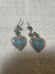 Small Turquoise Chip Earrings Signed SGE Turquoise