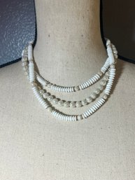 Vintage Three Strand White Necklace
