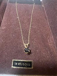Vintage 14k Yellow Gold Necklace Sapphire