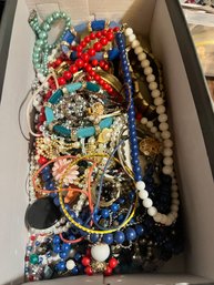 Shoebox Of Vintage And Costume Jewelry