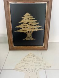 Carved Metal Tree With The Artist And The Plans
