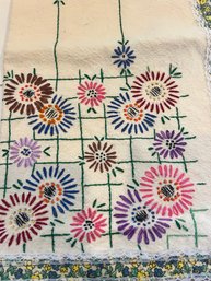 Vintage 16 X 39 Table Runner Embroidered