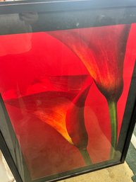 31x43 Oversized Stunning Red Floral Wall Art Matted Framed