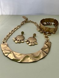 Brand New Chicos Three Piece Gold Tone Jewelry Statement Set