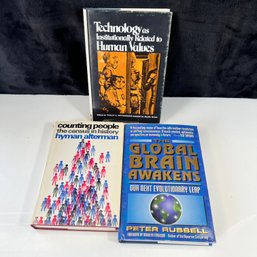 Lot Of 3 Psychology Books - The Global Brain Awakens, Counting People, Technology Related To Human Values