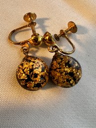 Pair Of Vintage Gold Flake Screwback EarringsL