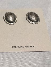 Sterling Silver Concho Earrings  1/2