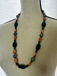 Wooden Beaded Necklace Marked West Germany