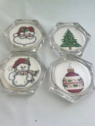 Vintage Needle Point Christmas Coasters